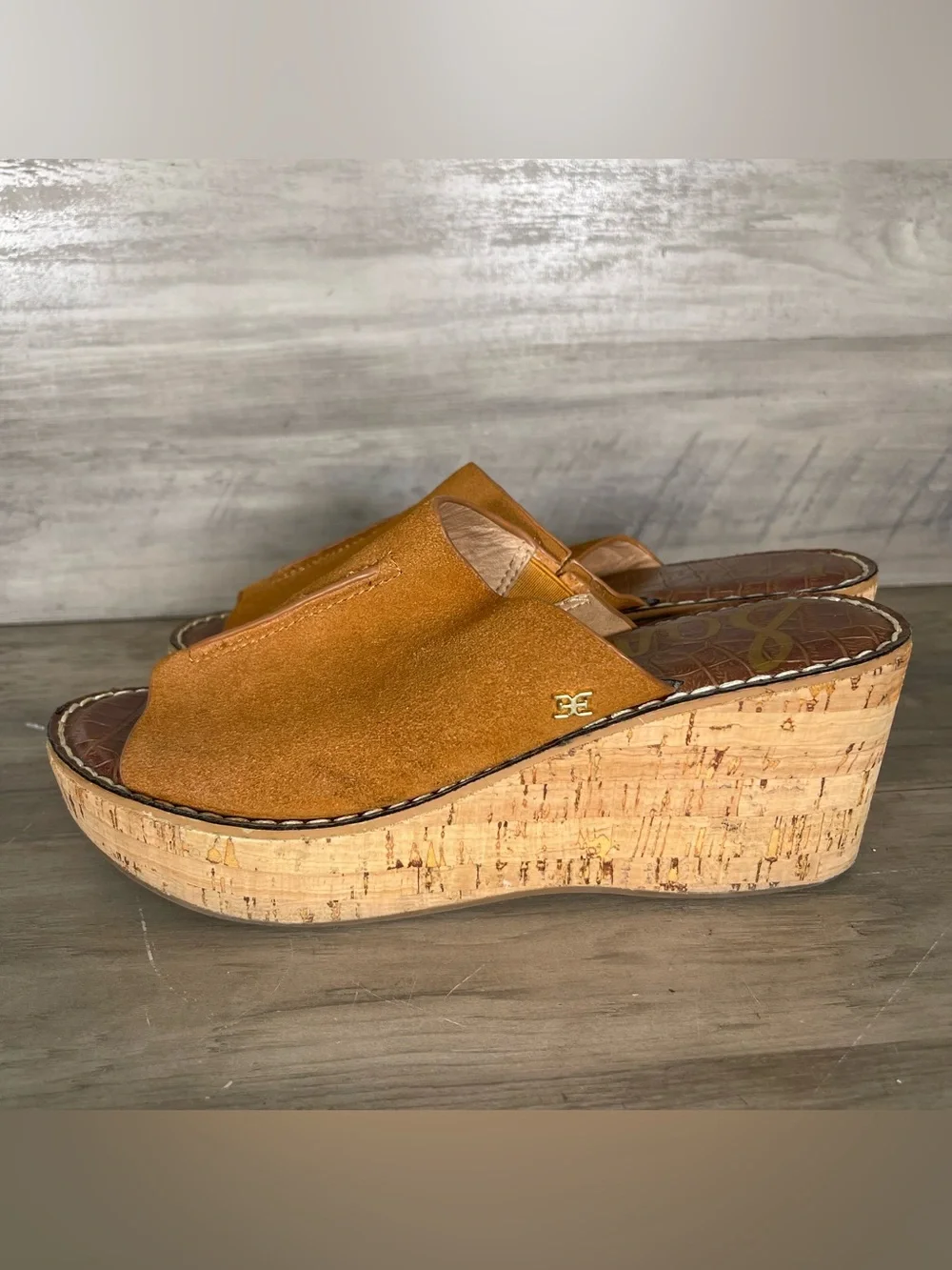 Sam Edelman Ranger LOT OF 2 Pairs Womens 7 Suede Cork Platform Wedge Sandals 90s